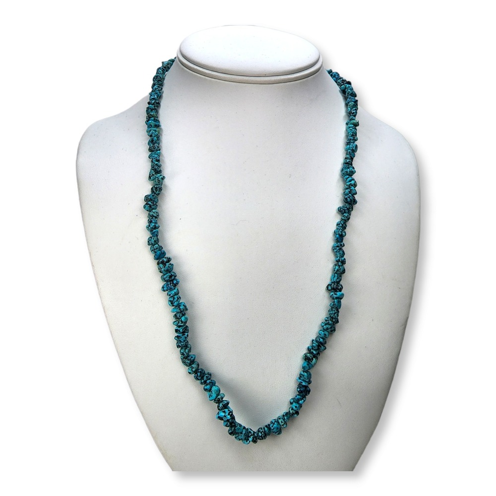 Vintage Southwestern Turquoise Nugget Necklace 23 Inches Single‎ Strand